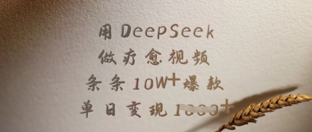 用DeepSeek做疗愈视频,条条10W+爆款,单日变现多张-网创源码