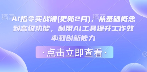 AI指令实战课(更新2月)，从基础概念到高级功能，利用AI工具提升工作效率和创新能力-网创源码