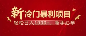 项目名称：每天一小时，轻松到手1000，冷门赚钱项目！-网创源码