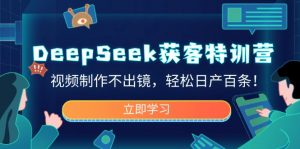 DeepSeek获客特训营，视频制作不出镜，轻松日产百条！-网创源码