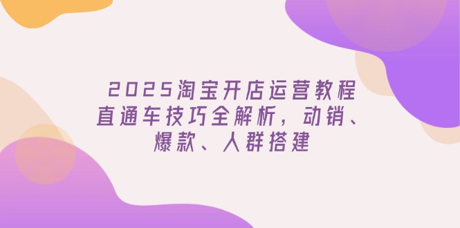 2025淘宝开店运营教程更新,直通车技巧全解析,动销、爆款、人群搭建-网创源码