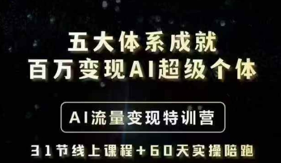 五大体系成就百万变现AI超级个体- AI流量变现特训营，一步一步教你一个人怎么年入百W-网创源码
