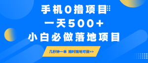 手机0撸项目,一天500+,小白必做落地项目 几秒钟一单,随时随地可做-网创源码