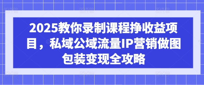 2025教你录制课程挣收益项目,私域公域流量IP营销做图包装变现全攻略-网创源码