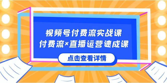 视频号付费流实战课，付费流×直播运营速成课，让你快速掌握视频号核心运营技能-网创源码