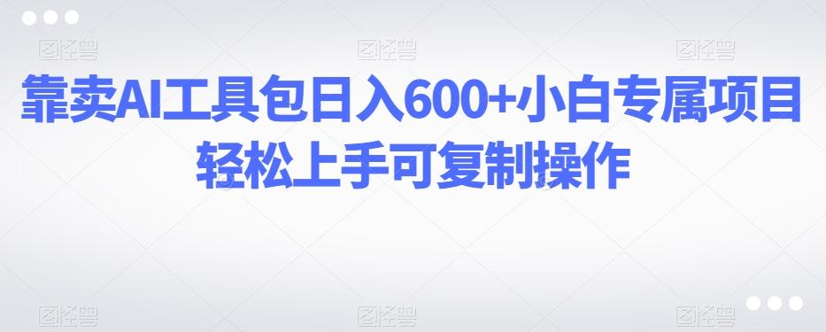 靠卖AI工具包日入600+小白专属项目轻松上手可复制操作-网创源码