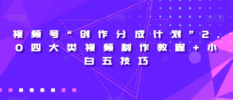 视频号“创作分成计划”2.0四大类视频制作教程+小白五技巧【揭秘】-网创源码