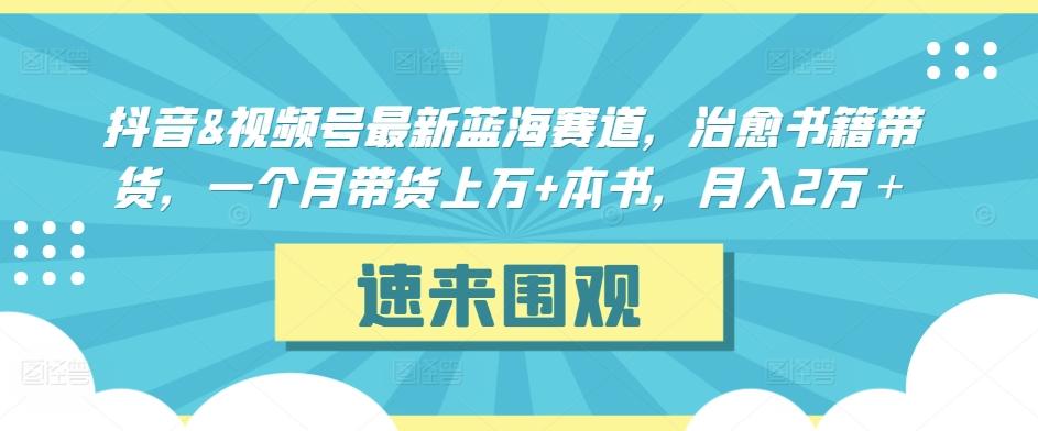 抖音&视频号最新蓝海赛道,治愈书籍带货,一个月带货上万+本书,月入2万+【揭秘】-网创源码