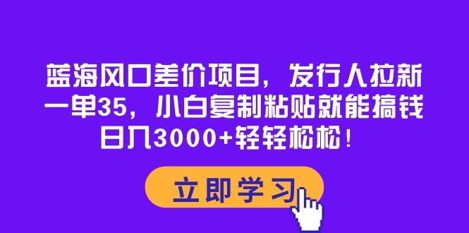 蓝海风口差价项目，发行人拉新，一单35，小白复制粘贴就能搞钱！日入30…-网创源码