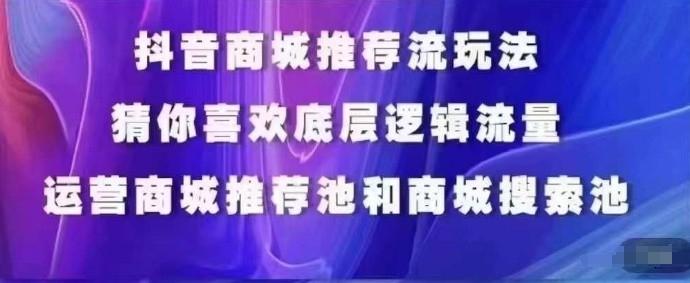 抖音商城运营课程，猜你喜欢入池商城搜索商城推荐人群标签覆盖-网创源码