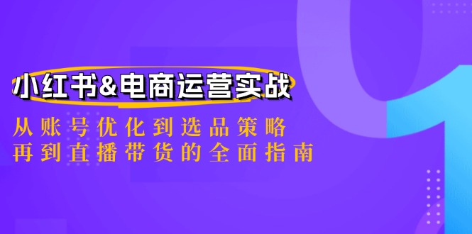 小红书&电商运营实战：从账号优化到选品策略，再到直播带货的全面指南-网创源码