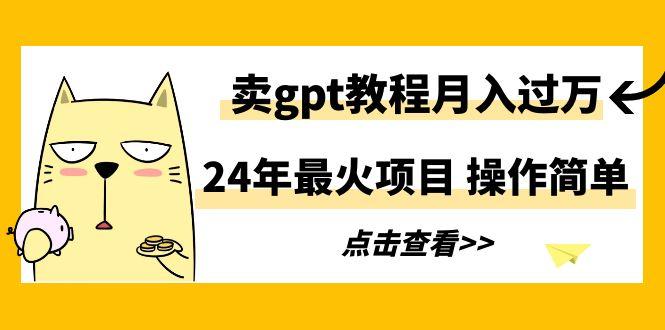 24年最火项目，卖gpt教程月入过万，操作简单-网创源码