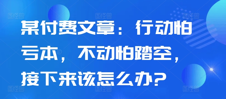 某付费文章：行动怕亏本，不动怕踏空，接下来该怎么办?-网创源码