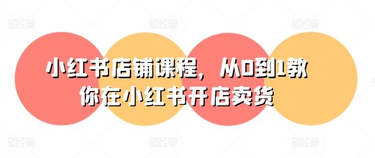 小红书店铺课程,从0到1教你在小红书开店卖货-网创源码