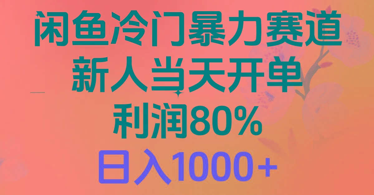 2024闲鱼冷门暴力赛道，新人当天开单，利润80%，日入1000+-网创源码