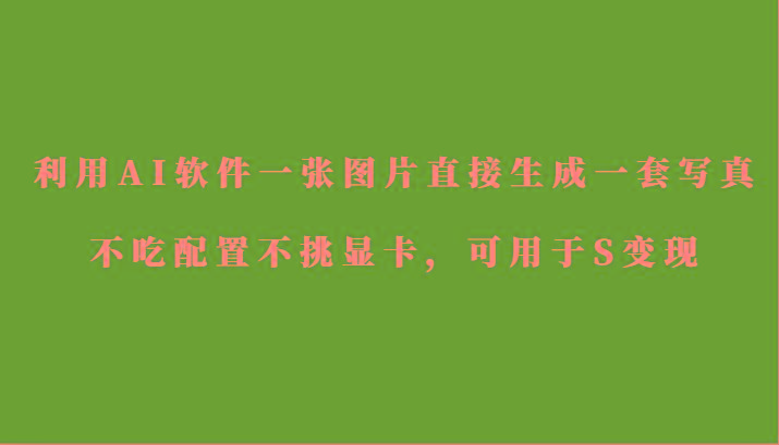 利用AI软件只需一张图片直接生成一套写真，不吃配置不挑显卡，可用于S变现-网创源码