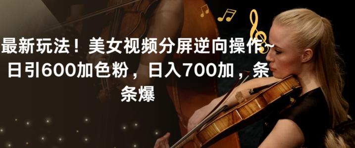 最新玩法！美女视频分屏逆向操作~日引600加色粉，日入700加，条条爆【揭秘】-网创源码