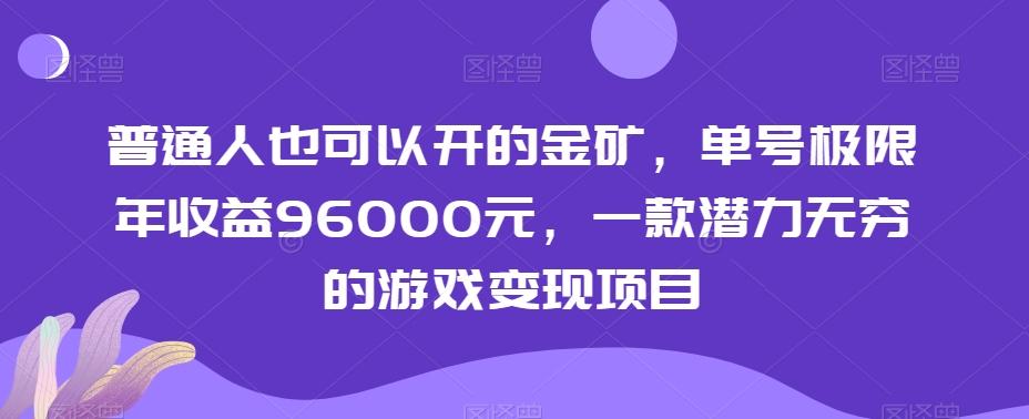 普通人也可以开的金矿，单号极限年收益96000元，一款潜力无穷的游戏变现项目【揭秘】-网创源码