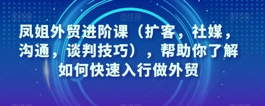 凤姐外贸进阶课（扩客，社媒，沟通，谈判技巧），帮助你了解如何快速入行做外贸-网创源码