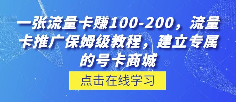 一张流量卡赚100-200，流量卡推广保姆级教程，建立专属的号卡商城-网创源码