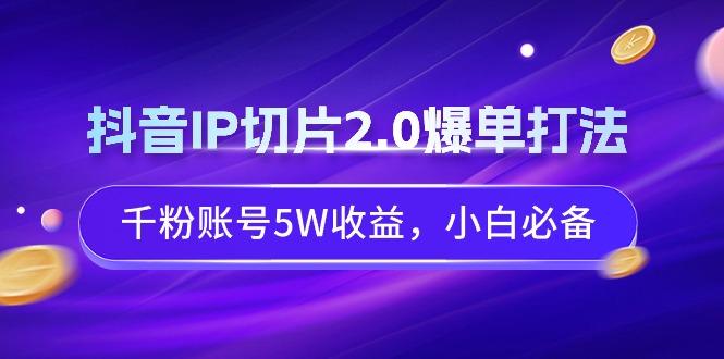 抖音IP切片2.0爆单打法，千粉账号5W收益，小白必备-网创源码