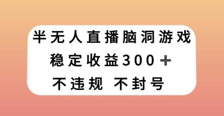 半无人直播脑洞小游戏，每天收入300+，保姆式教学小白轻松上手【揭秘】-网创源码