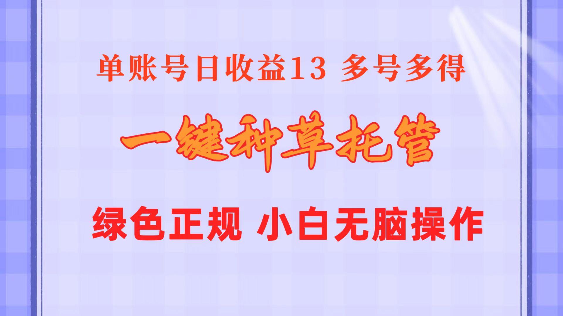 一键种草托管 单账号日收益13元 10个账号一天130 绿色稳定 可无限推广-网创源码