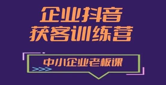 企业抖音营销获客增长训练营,中小企业老板必修课-网创源码