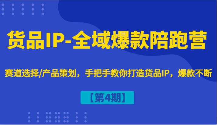 货品IP-全域爆款陪跑营【第4期】赛道选择/产品策划，手把手教你打造货品IP，爆款不断-网创源码