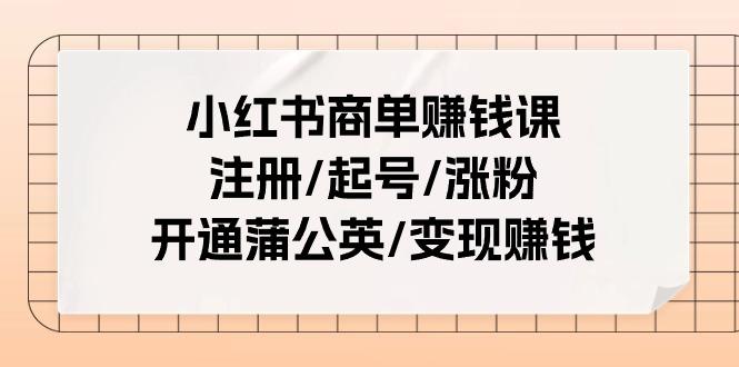 小红书商单赚钱课:注册/起号/涨粉/开通蒲公英/变现赚钱(25节课)-网创源码