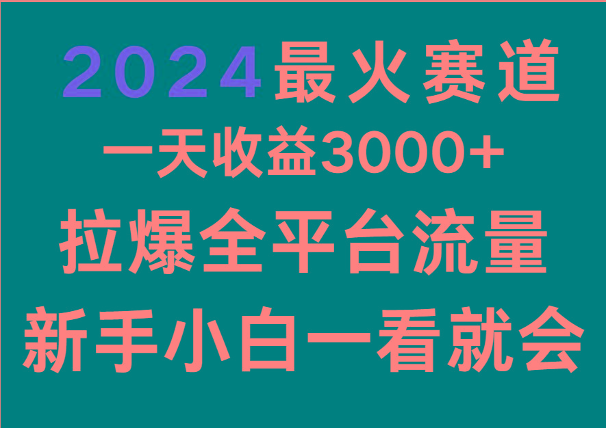2024最火赛道,一天收一3000+.拉爆全平台流量,新手小白一看就会-网创源码