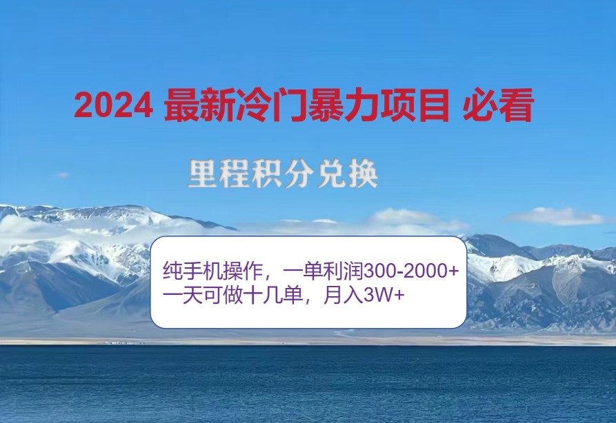 2024惊爆冷门暴利，里程积分最新玩法，高爆发期，一单300+—2000+-网创源码