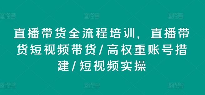 直播带货全流程培训,直播带货短视频带货/高权重账号措建/短视频实操-网创源码