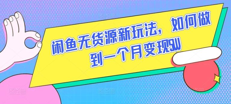 闲鱼无货源新玩法，如何做到一个月变现5W【揭秘】-网创源码