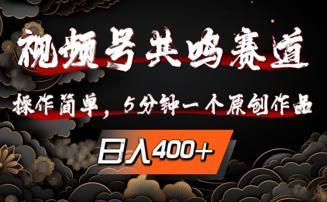 视频号共鸣赛道，操作简单，5分钟1个原创作品，日入几张【揭秘】-网创源码