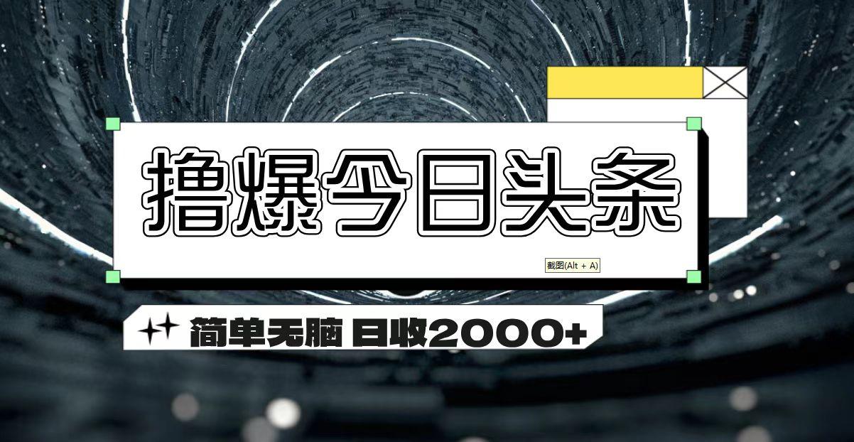 撸爆今日头条 简单无脑操作 日收2000+-网创源码
