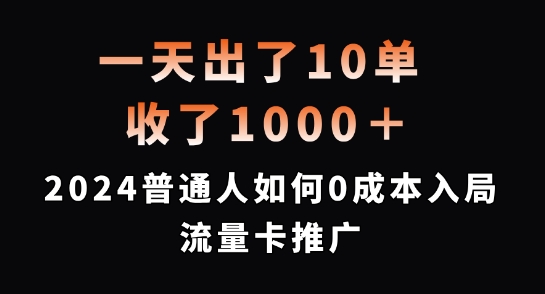 一天出了10单，收了1000+，2024普通人如何0成本入局流量卡推广【揭秘】-网创源码
