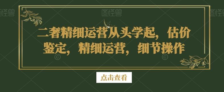 二奢精细运营从头学起，估价鉴定，精细运营，细节操作-网创源码
