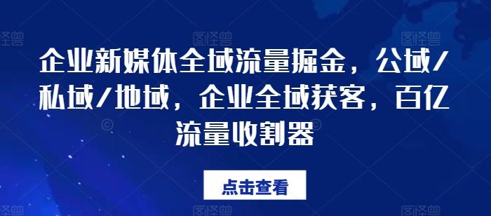 企业新媒体全域流量掘金，公域/私域/地域，企业全域获客，百亿流量收割器-网创源码