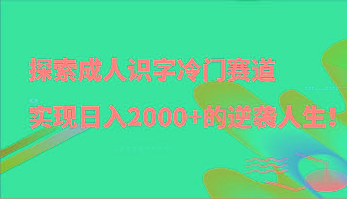 探索成人识字冷门赛道,实现日入2000+的逆袭人生!-网创源码