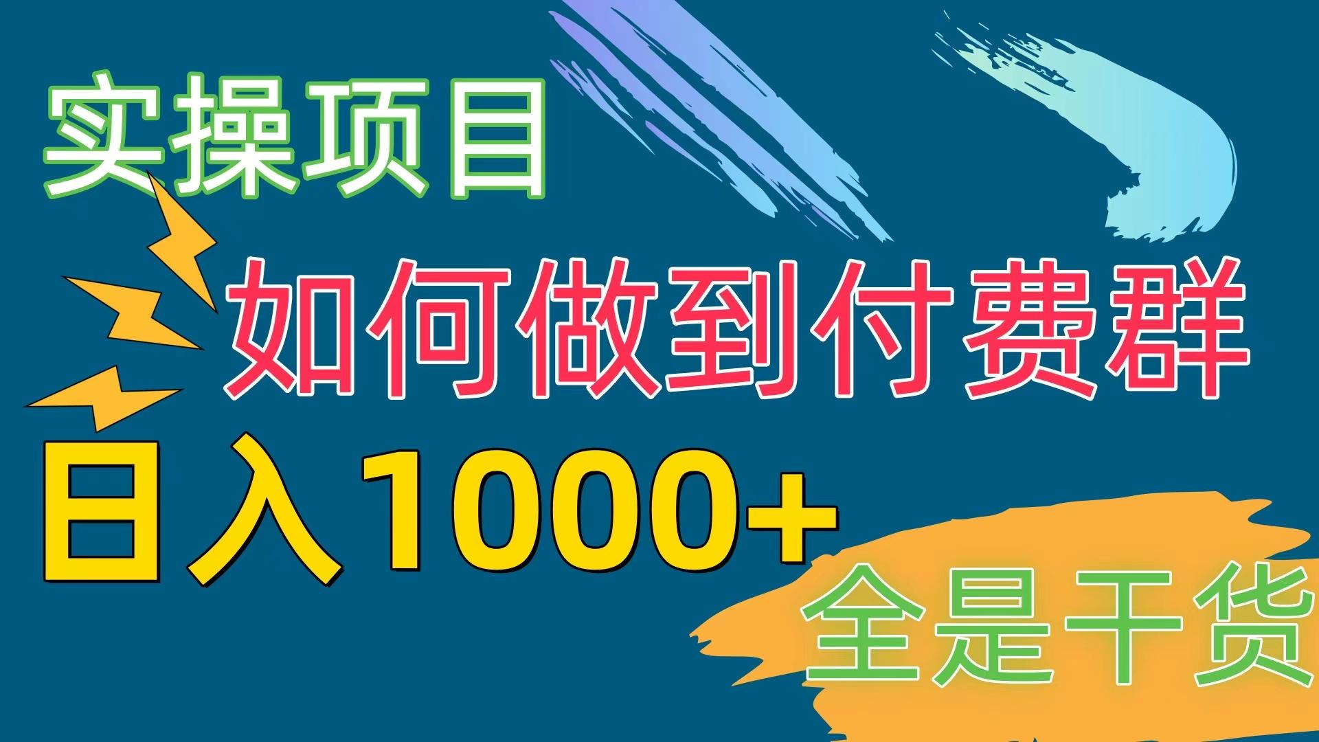 [实操项目]付费群赛道，日入1000+-网创源码