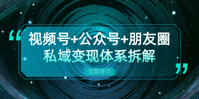 视频号+公众号+朋友圈私域变现体系拆解，全体平台流量枯竭下的应对策略-网创源码