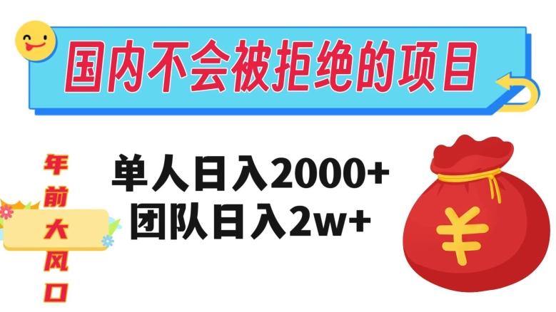 在国内不怕被拒绝的项目,单人日入2000,团队日入20000+【揭秘】
