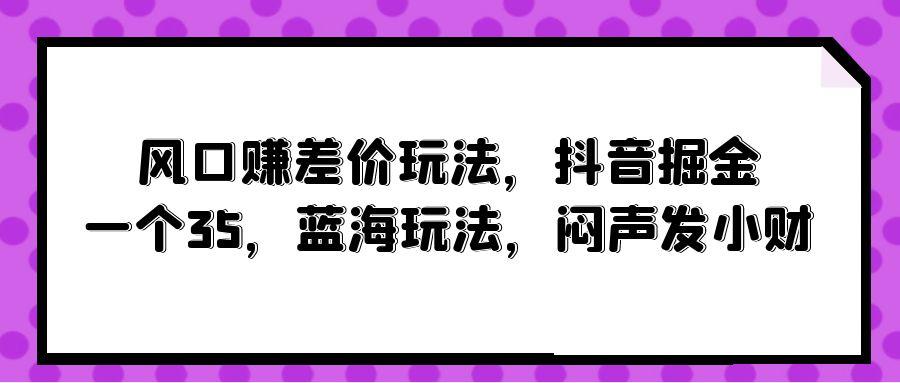 (10022期)风口赚差价玩法，抖音掘金，一个35，蓝海玩法，闷声发小财-网创源码