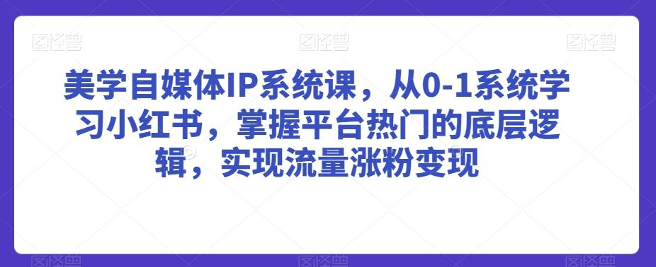 美学自媒体IP系统课,从0-1系统学习小红书,掌握平台热门的底层逻辑,实现流量涨粉变现-网创源码