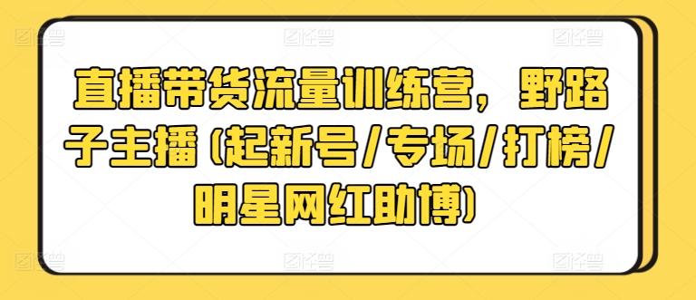 直播带货流量训练营,野路子主播(起新号/专场/打榜/明星网红助博)-网创源码
