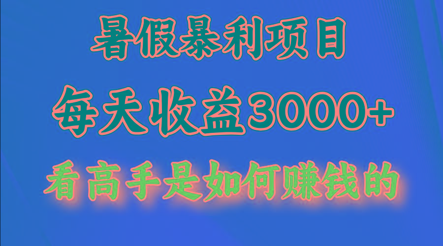暑假暴利项目，每天收益3000+ 努努力能达到5000+，暑假大流量来了-网创源码