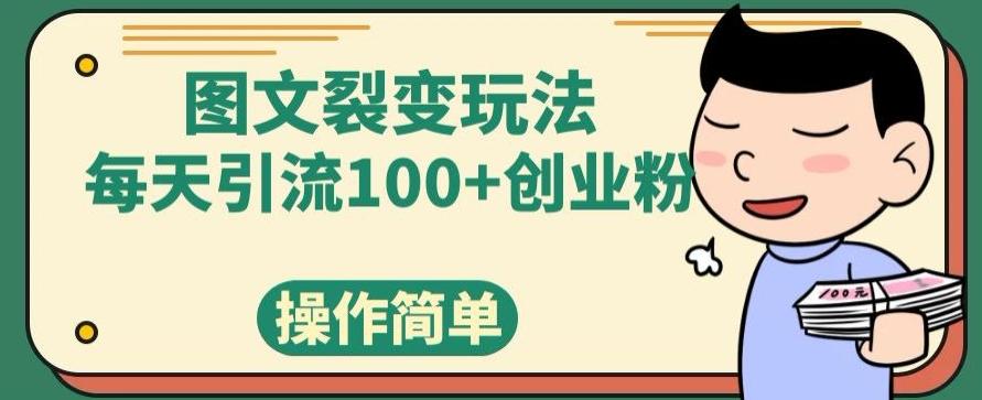 图文裂变玩法，每天引流100+创业粉，操作简单-网创源码