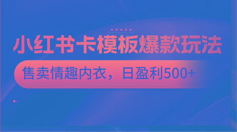 小红书卡模板爆款玩法，售卖情趣内衣，日盈利500+-网创源码
