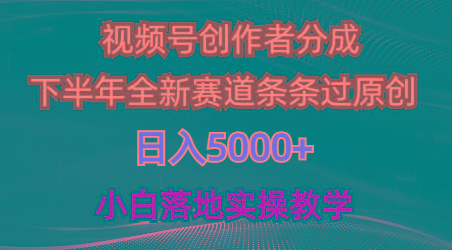 视频号创作者分成最新玩法，日入5000+  下半年全新赛道条条过原创，小…-网创源码